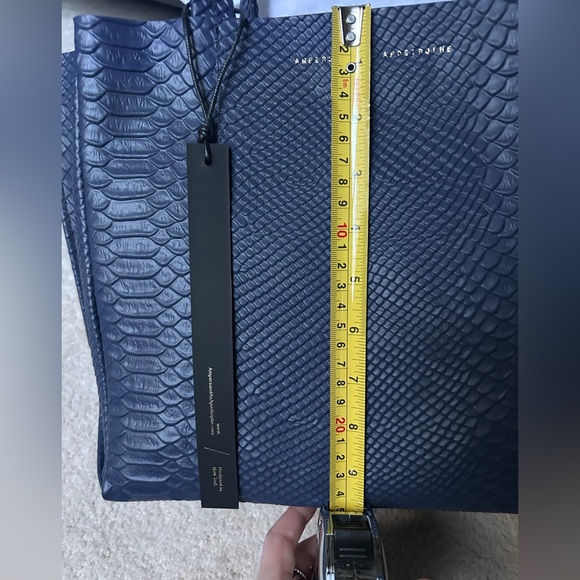 Ampersand As Apostrophe Half Tote Navy Night Python Textured Leather NWT - Picture 5 of 10